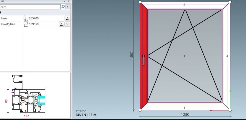 progettazione sistema a battente finestra cosmai Schuco aws